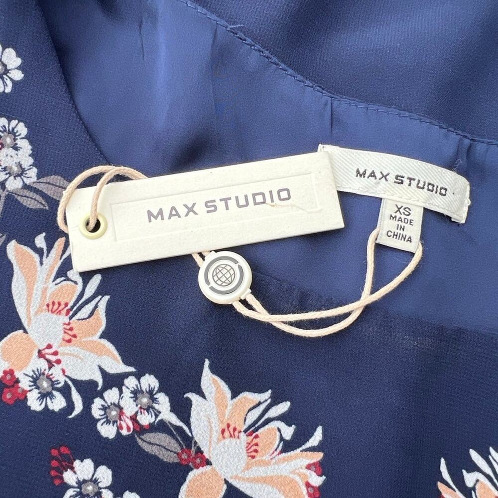 Max Studio Navy Floral Sleeveless Dress, Women's Size Xs — image 8 of 8